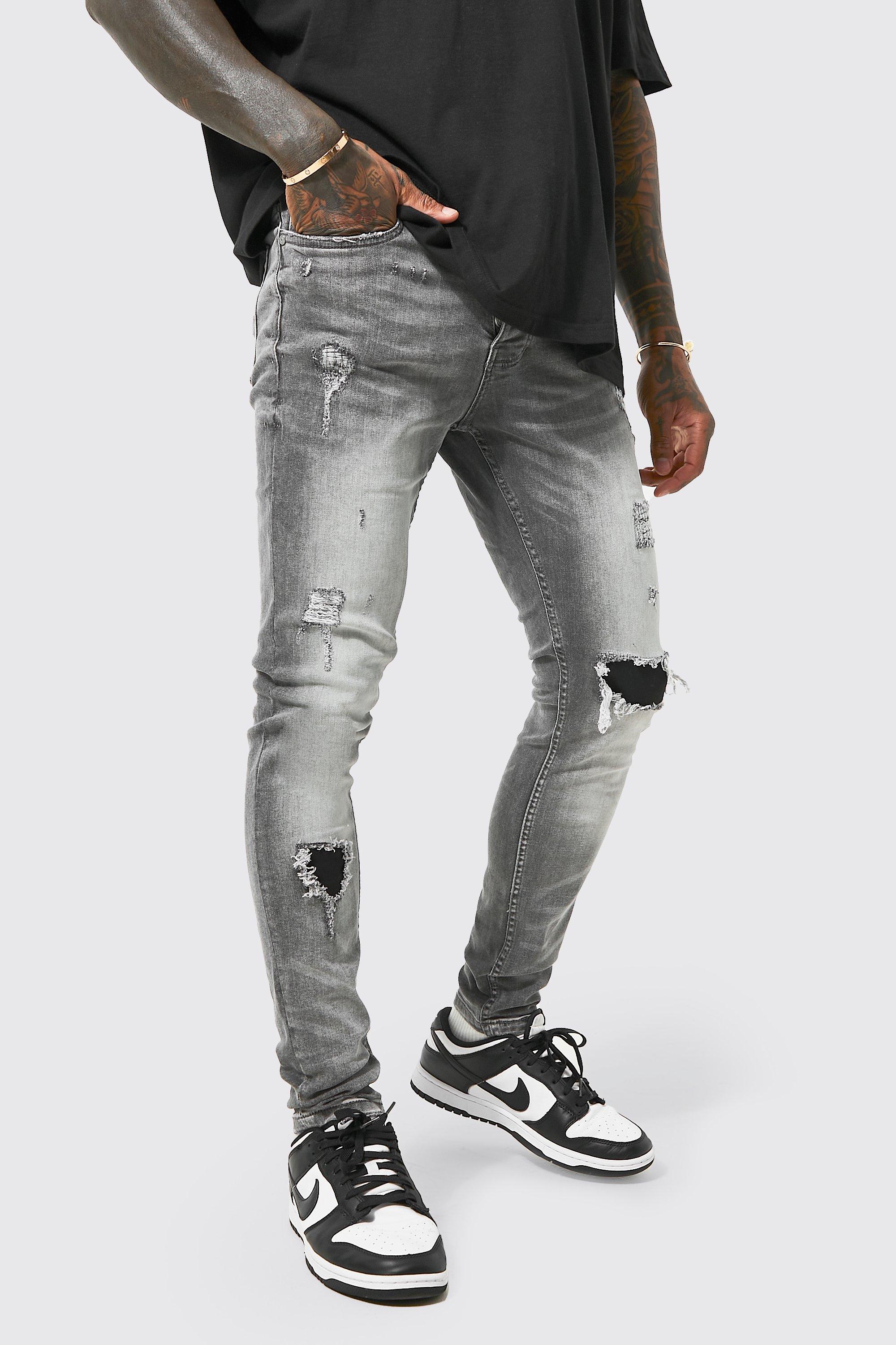 Grey skinny best sale jeans ripped